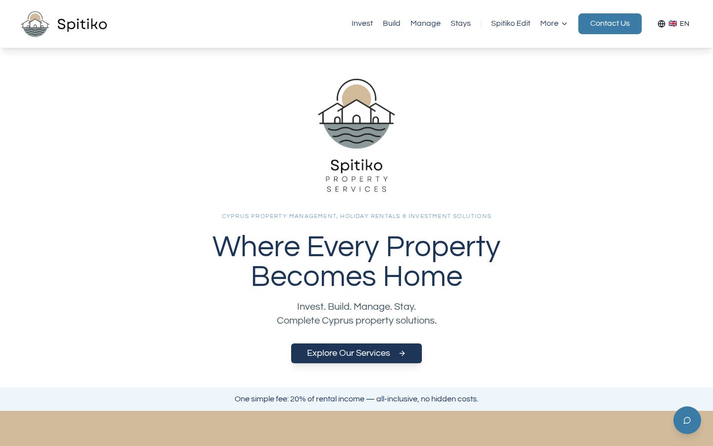 Spitiko Property Services website, desktop
